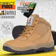 Mongrel Work Boots Mens Wheat Lace Up(NoZip) Slip Resistant Steel Toe Cap 260050