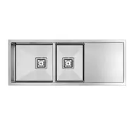 HIGOLD Vante Double Bowl Kitchen Sink with Drainer - R10 Corner - SS 304 Stainless Steel - 1200mm - Brushed Finish