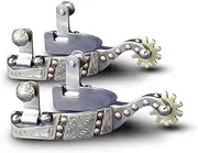 Colorado Saddlery Arizona Spurs for Kids - Stainless Steel, Stylish Boot Spurs with 1" Ten Point Brass Rowels - Perfect for Trail Riding, Horse Tack, Outfitting - Comes in a Pair