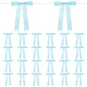 50-Pack Satin Ribbon Twist Tie Bows 7x5" Bow Twist for Craft[Light Blue]