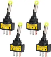 Orange12V 20A Toggle Switch with LED Light, Auto Toggle Rocker Switch On/Off Control Switches, 3 Pin for Car Boat RV Home (Pack of 4 - Yellow)