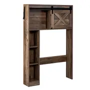 Costway Over Toilet Storage Cabinet Laundry Shelf Rack Bathroom Organizer Retro Grey