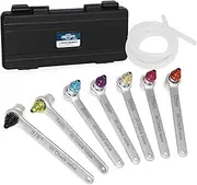 FIRSTINFO F35232 Patented Brake Bleeder Wrench Set 7-12mm & 3/8-Inch 6 Point Socket Brake Bleeding Wrench Built-in One-Way Check Valve with Oil Drain Hose