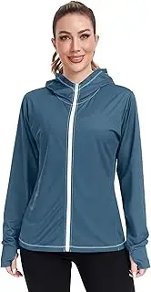 [GAIGEO] Rash Guard Women Swim Quick Dry Fit UV Sun Shirts Prussian Blue Zipper Hoodie Long Sleeve S