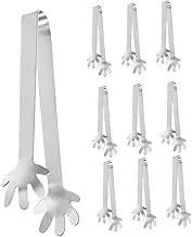 10pcs Stainless Steel Ice Tongs: Small Food Tongs with Cartoon Hand Shaped - Mini Food Clamps for Ice Sugar Dessert Buffet Appetizer