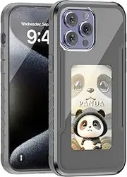 DIY Projection Screen Smartphone Case 4-Color Ink Screen Suitable for Apple iPhone 16, Personalized NFC Projection Screen AI E-Ink Cell Phone Protective Case (for iPhone 16) Gray