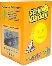 The Original Scrub Daddy - Scratch-Free Multipurpose Dish Sponge - BPA Free & Made with Polymer Foam - Stain & Odor Resistant Kitchen Sponge (4 Count)