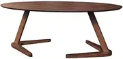 Bismark Coffee Table Rubberwood Modern Oval Design Multipurpose for Living Room Office Cafe Dining Sturdy Eco Friendly Walnut Finish Durable Scratch Resistant Easy Assembly 45H x 120W x 60D CM Walnut