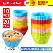 10/20x Round Cup Cake Silicone Baking Mould Cupcake Case DIY Bake Mold Muffin AU