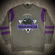 WAKANDA BLACK PANTHER SWEATSHIRT faded gray purple SEWN LOGO retro marvel ADULT