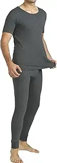[FIANA FASHIONS] Mens Thermal long John Set - Short Sleeve T-Shirt/Vest/Top and Long Johns For Men Ultra Soft Brushed Inside Warm Underwear for Winter and Coolest Weathers