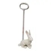 Mr Gecko Cast Iron Hand Made Door stop Rabbit with Long Handle Antique White