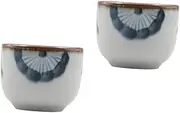 Mobestech 1set Japanese Style Glazed Sake Cups with Floral Pattern Elegant Sake Serving Cups for Tea Water and Spirits Microwave Dishwasher Safe 2pcs