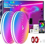 30M RGB Neon LED Rope Lights, Cozylady Waterproof Bluetooth Neon Light 100ft, APP & Remote Control Music Sync Color Changing, 24V Flexible DIY Silicone Strip for Party Balcony Indoor