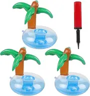 3 Pack Inflatable Drink Holders Pool Floats Bath Floaties Palm Tree Drink Float Hot Tub Cup Coaster for Hawaii Pool Party Summer Beach Party Supplies