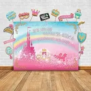 Sparkly Gold Royal Princess Theme Photography Backdrop and Studio Props Kit. Great as Girls Photo Booth Background, Rainbow Pink Castle Birthday Party Supplies and Fairytale Baby Shower Decorations