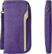 [Zoppen] RFID Travel Passport Wallet & Documents Organizer Zipper Case with Removable Wristlet Strap
