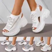 Women Hollow Out Sport Sandals Fabric Lace Up Front Sandals New