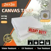200X300cm Waterprood Tarpaulin Tarp Camping Tarps Heavy Duty White Canvas Cover