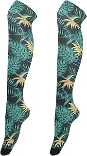 [Caihoyu] Women'S Over-Knee Stockings Casual Long Stockings Knee High Leg Warmer for Proms Palm Monstera Fern Leaves, Palm Monstera Fern Leaves