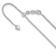 22 Inch 14K White Gold Adjustable 1.3mm D/C Wheat Chain