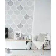 Watercolor scallops Non-Woven wallpaper Brush strokes wall mural Flop Home decor