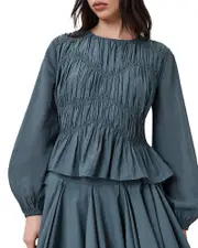 Allsaints Melani Smocked Peplum Top