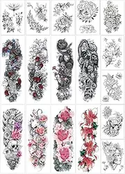 Full Arm Temporary Tattoo Stickers,Half Arm Tattoo Floral For Woman(17 Sheets)
