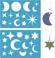 2 Styles Jewelry Shape Template Reusable Leather Earring Templates Plastic Moon