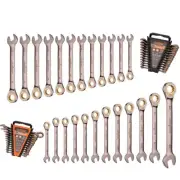 24Pc Ratchet Spanner Combination Set SAE Metric Wrench CRV Open & Ring Wrenches
