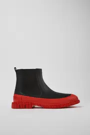 Pix Black Leather Chelsea Bootie for Men