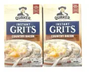 QUAKER Instant Grits Country Bacon - TWO Boxes - 9.8oz Each / 20 Packets
