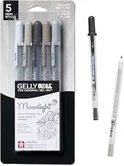 SAKURA Gelly Roll Moonlight 06 Gel Pens - Fine Point Ink Pen for Journaling, Art, or Drawing - Gray Ink - Fine Line - 5 Pack