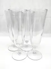 SET OF 4 VINTAGE LIBBEY GLASS FOOTED PILSNER PORTER BEER GLASSES TOLEDO OHIO