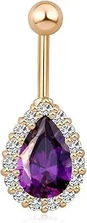 [KanDuo] Belly Button Rings Body Piercing Jewelry,Water Drop Zircon Piercing for Women Stainless Steel Belly Button Rings Body Jewelry (Color : G, Size
