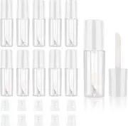 Molain 10pcs Empty Lip Gloss Tubes, 1.2ml Mini Refillable Cosmetic Containers Bottles Lip Balm Bottles for Lipstick Samples, Lip Balms(White tube cap)