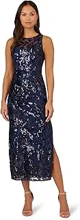 [Adrianna Papell] Women's Leaf Sequin Maxi Dress