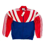 Adidas Track Jacket Men’s Red Blue Colorblock Zip Mesh Lined New Size Small $90