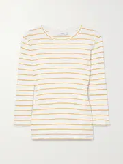 [VINCE] VINCE - Striped Ribbed Cotton-jersey Top - Off-white - x small x small Off-white
