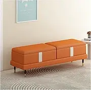 Bed End Bench Storage Bench- Ottoman for Bedroom End of Bed,Modern Faux Leather Benche Bedroom Benches for Foot of Bed,Upholstered Bench with Golden Legs Bedroom Bench(Orange,100 * 40 * 45cm)