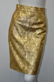 NEW Chanel Karl Paris Moscow 09A Gold FABERGE EGG CC All Over LEATHER Skirt 42