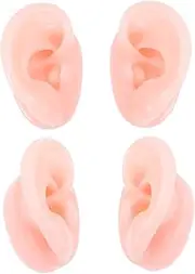 KOMBIUDA 2pairs Realistic Silicone Ear Models for Jewelry Display Piercing Practice and Ear Cleaning Training Flexible High Simulation Fake Molds for Beauty Shops and Teaching Schools