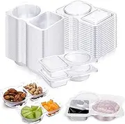40PCS Double Layer Condiment Containers with Lids Reusable Snack Containers Ideal for Sauces Snacks Desserts and Salad Dressings Leakproof Design Space Saving Easy Organization