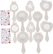 iplusmile 10 Sets Wooden Handheld Mirror Wooden Mirrors Craft for Hand Held Mirror Hand Mirror Handheld Mirror Wooden Pocket Mirror Craft for Party Mirror Craft To Drill