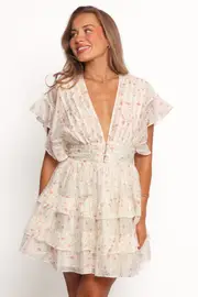 [PUP71] Tamsin Mini Dress - Cream Coral Floral XS cream