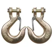 (2) G70 3/8" Clevis Slip Hooks w/Latch Tow Chain Flatbed Truck Trailer Tie Down