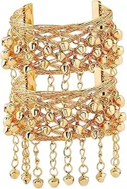 [Healeved] 2Pcs Arm Chains with Bells Ethnic Performance Accessories for Women Eye Catching Decor for Dance Costumes Present for Dance Lovers