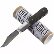 Jack Wolf Knives Big Bro Jack Folding Pocket Knife Black Burlap Micarta