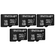 Patriot LX 16GB SDHC Class 10 USH-I Highspeed MicroSDHC Flash Memory Card 5-PACK