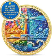 Sun and Moon Lighthouse Sobriety Coin - Recovery Addiction Ocean AA Coins - Affirmation NA AA Chips and Medallions - Celebrate Living Clean Narcotics Alcoholics Anonymous Gifts for Men Women